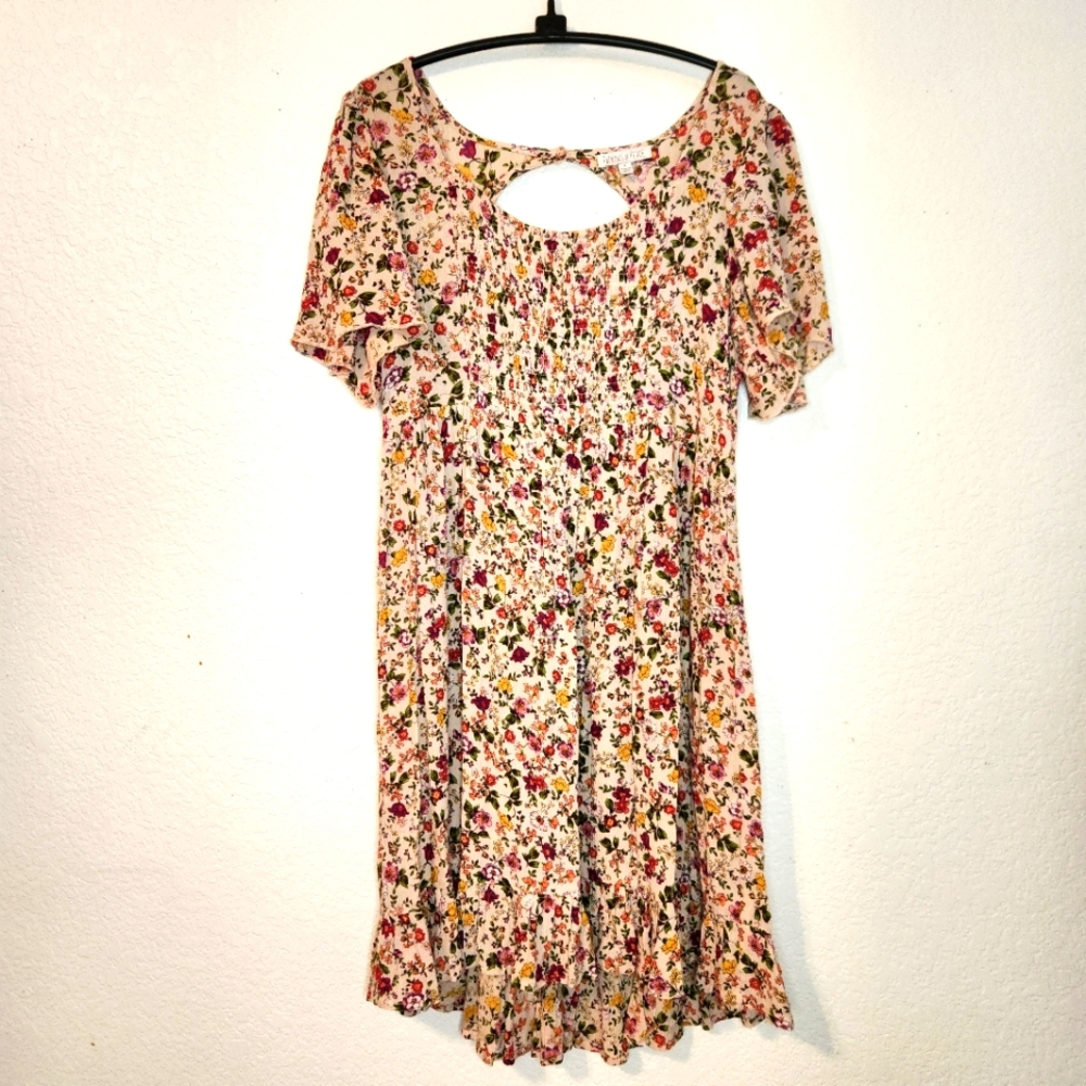Patrons of Peace Floral Print Dress with Keyhole Neckline, Size‎ S